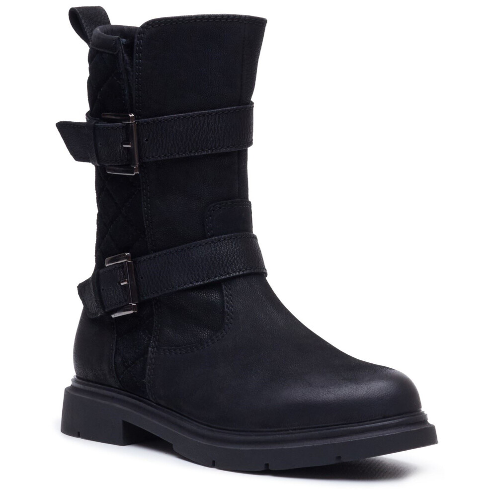 Hush Puppies (, ) Celine Buckle Leather Women's Black Boots