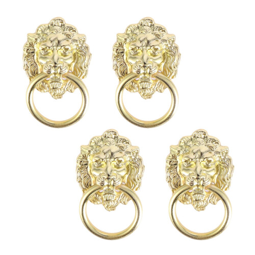Lion Head Drawer Pull Handle Knobs Golden 4pcs 1