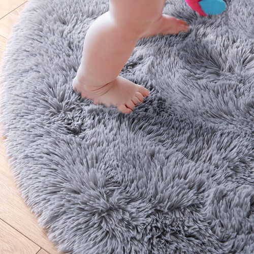 POWKOL round fluffy area rug 4x4 feet 1
