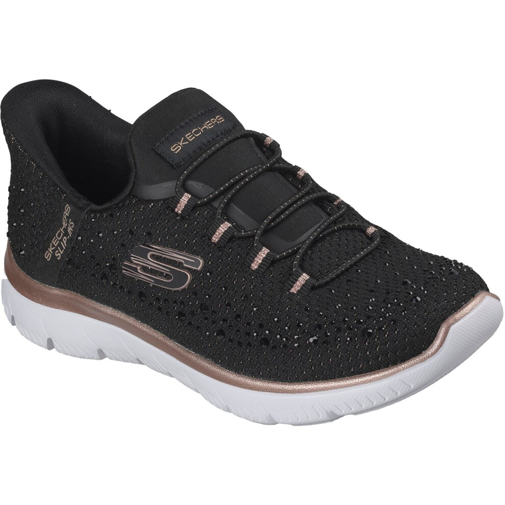 Skechers (, ) Summits Brilliant Shine Women's Black Mesh/Rose Gold Trim Trainers