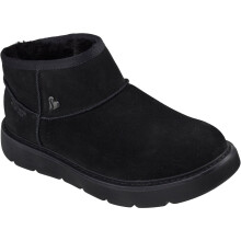 (, ) Skechers Keepsakes Cozy Mini Leather Women's Black Suede/Faux Fur Boots