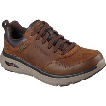 (, ) Skechers Arch Fit Crosser Ronaldo Leather Men's Dark Brown Leather Lace-Up Shoes