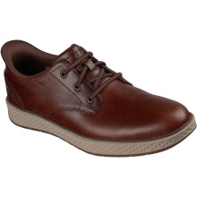 (, ) Skechers Burkett Lonzo Leather Men's Brown Leather Lace-Up Shoes
