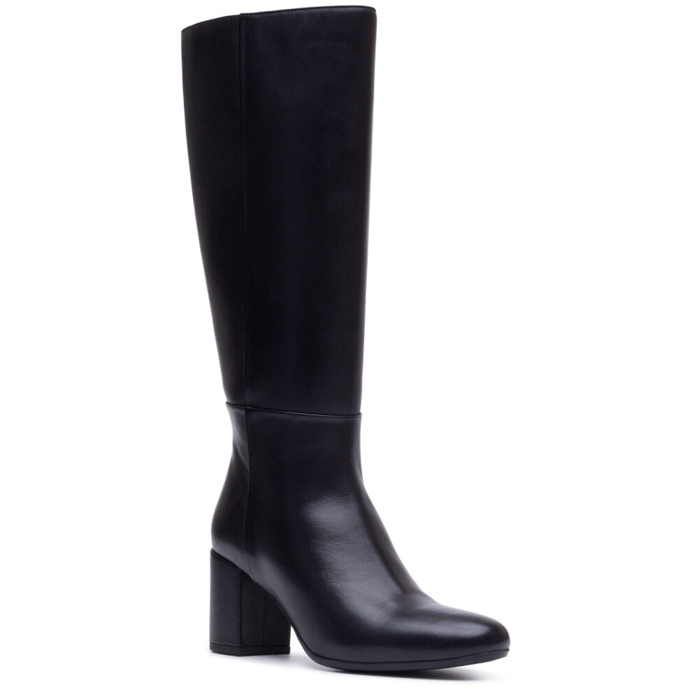 Hush Puppies (, ) Oprah Long Leather Women's Black Heeled Knee High Boots