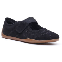 (, ) Hush Puppies Juno Suede Sneakerina Leather Women's Black Flats