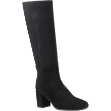 (, ) Hush Puppies Oprah Suede Long Leather Women's Black Heeled Knee High Boots