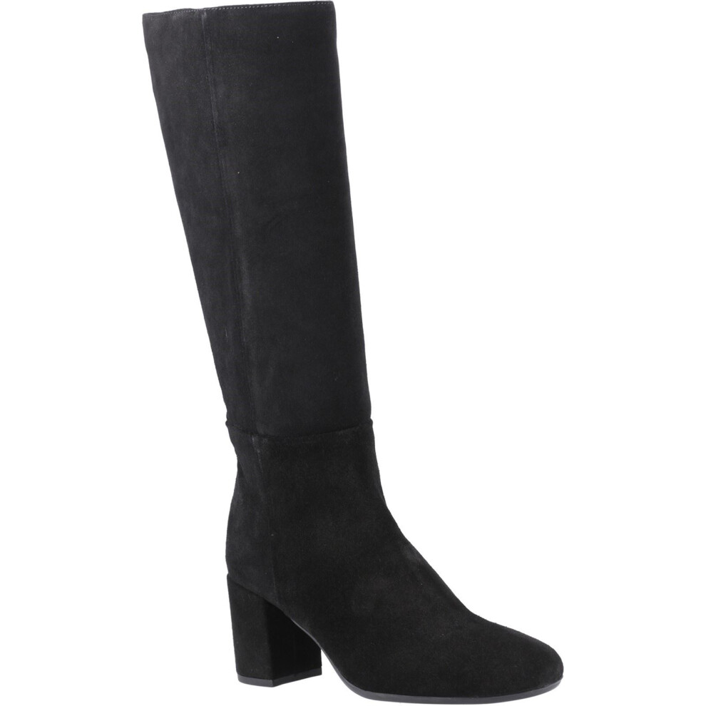 Hush Puppies (, ) Oprah Suede Long Leather Women's Black Heeled Knee High Boots