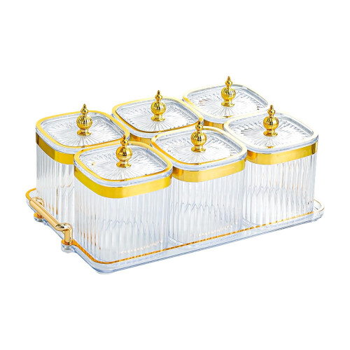 LOVIVER dried fruit plate with lid 6-compartment serving 1