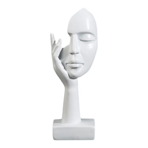 Thinker Lady Sculpture Abstract Face Art Statue White 1