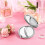 Compact round double-sided makeup mirror for women, gold, 2