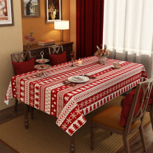 Christmas plastic tablecloth red with white snowflakes