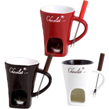 Chocolate Fondue Mug Set Ceramic 2-Piece