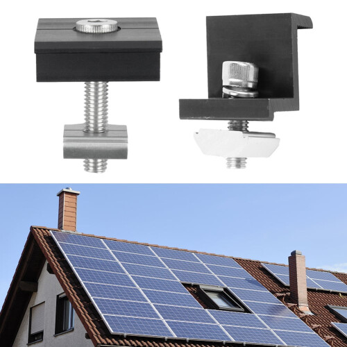 Solar Panel Mounting Clamp Black 35mm End and Middle 1