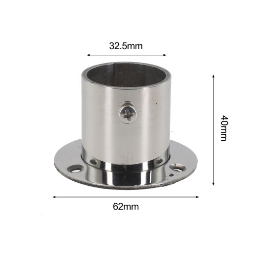 Steel Wardrobe Bracket Flange Rail Socket 2 pcs 2