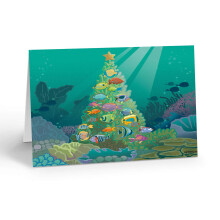 Stonehouse Collection | Poisson Océan Corail Personnalisé | 24 Cartes de Noël Personnalisées | Fabriqué aux USA