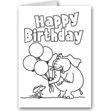 Stonehouse Collection | Cartes d'anniversaire à colorier pour enfants | Éléphant tenant des ballons