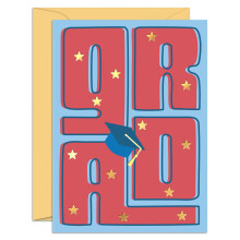 Carte de Graduation Sweetzer & Orange avec Dorure - 5"x7" Premium avec Enveloppe - Carton Épais 300gsm