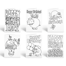 Stonehouse Collection Ensemble de cartes d'anniversaire Ă colorier pour enfants - 12 cartes et enveloppes (assorties)
