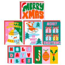 Cartes de Noël Neon Sweetzer & Orange - Ensemble de 24 cartes avec enveloppes - 6 designs néon