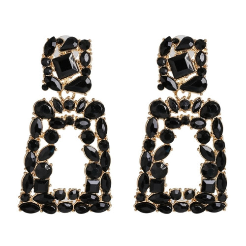Women's rhinestone geometric dangle stud earrings 1
