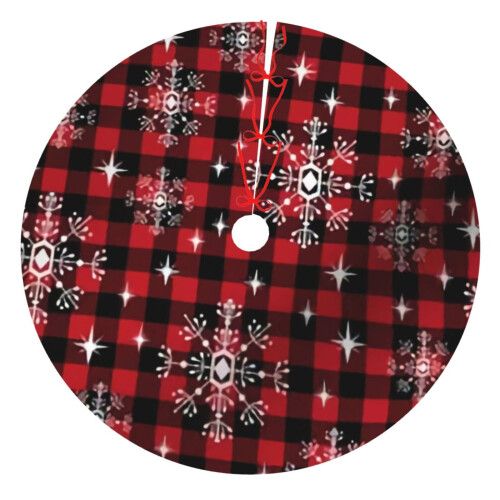 Christmas Tree Skirt Plaid 48 Inch Thick Rustic Decor