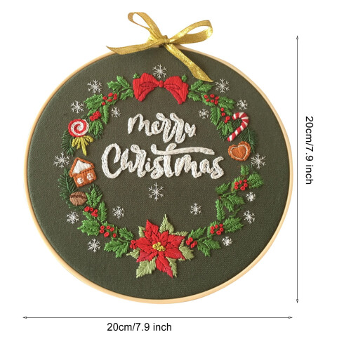 Christmas embroidery cloth kit floral kitchen decor 1