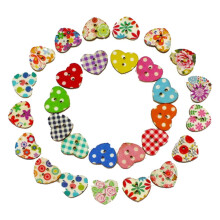 Wood Heart Buttons for Scrapbooking and Sewing, 100 pcs