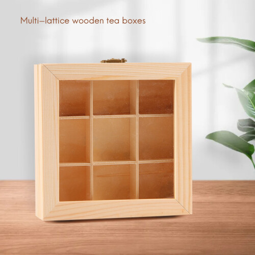 Wooden Tea Bag Organizer Box with 9 Compartments 1
