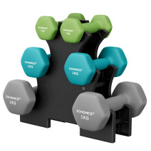 SONGMICS Set of 6 Dumbbells with Storage Stand, Hand Weights with Neoprene Coati