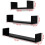 Black MDF U-Shaped Wall Shelf Book DVD Storage 3 6