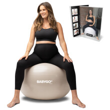 Boule d'accouchement BABYGO - Set de balle de yoga pour grossesse, exercice, livre et plan de maternité