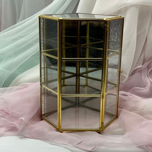 Clear glass jewelry box three-layer earring storage 2