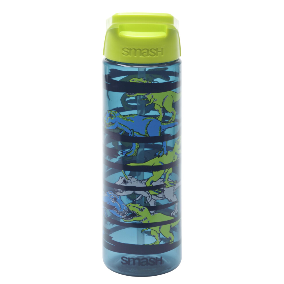 Smash Water Bottle With Straw 700Ml - Dinosaur, Dark Blue