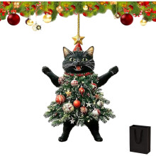 Black and White Cat Christmas Ornament 2024