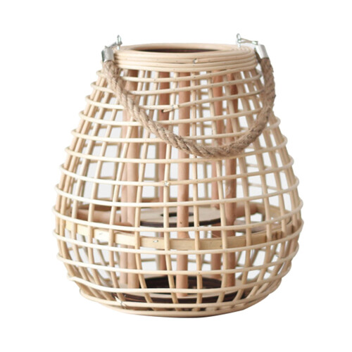 Bamboo candle holder lantern vintage style 28x30cm 1