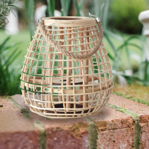 Bamboo candle holder lantern vintage style 28x30cm 2