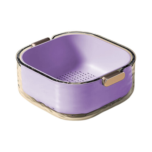 Double Layer Drain Basket with Cover for Fruits and