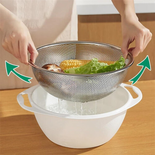 Stainless Steel Colander Set with Mixing Bowl 2PC