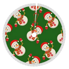 Snow Man Christmas Tree Skirt 36 Inch Rustic Holiday Decor