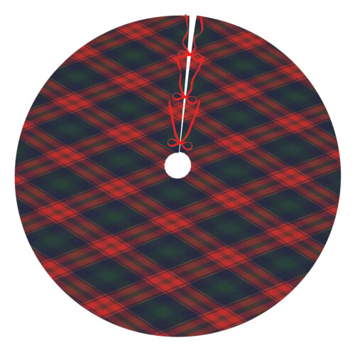Christmas Tree Skirt Plaid 48 Inch Thick Rustic Holiday
