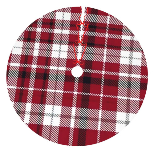 Christmas Tree Skirt Plaid 48 Inch Thick Rustic Holiday