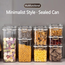 Clear Plastic Airtight Storage Jars with Lids 4-Pack