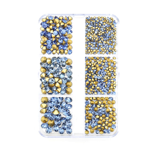 Pink Nail Rhinestones Box with 6 Grids Waterproof 1