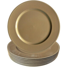 Gold Beaded Round Charger Plates 13-inch 6-pack