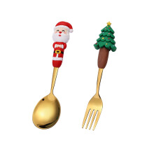 Christmas dessert spoon set stainless steel with cute doll