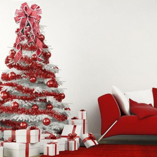 Christmas Tree Topper Bow Grey Silver Snowflake 33x13 Inch 1