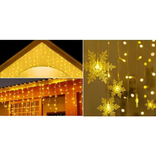 Snowflake Curtain String Lights 96LED 11.4FT 8 Modes 1