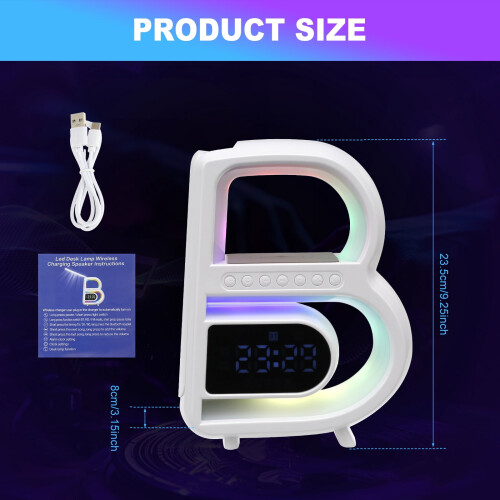 LED table lamp with Bluetooth speaker clock dimmable light 1