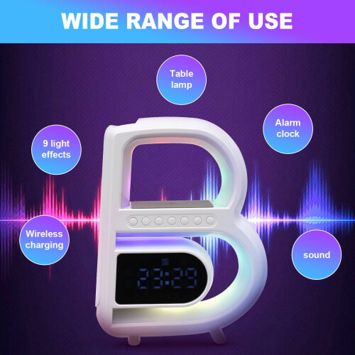 LED table lamp with Bluetooth speaker clock dimmable light 2