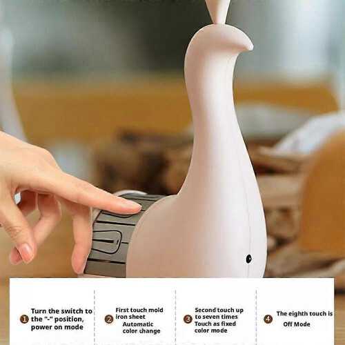 (white) Peacock Projection Desk Lamp Party:Remote Control Night Light Home USB Charging 2